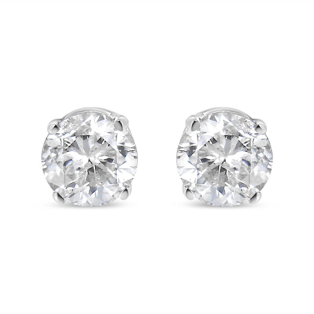 14K White Gold 5/8 Cttw Round Brilliant-Cut Lab Grown Diamond Classic 4-Prong Push back Stud Earrings (F-G Color, VS1-VS2 Clarity)