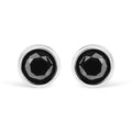 .925 Sterling Silver Round Brilliant-Cut Black Diamond Bezel-Set Stud Earrings with Screw Backs (Fancy Color-Enhanced, I2-I3 Clarity)