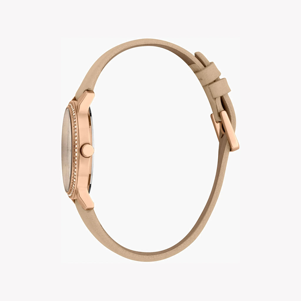 Esprit Women's Beige Leather Watch, Silver Dial | Es1l196m0045