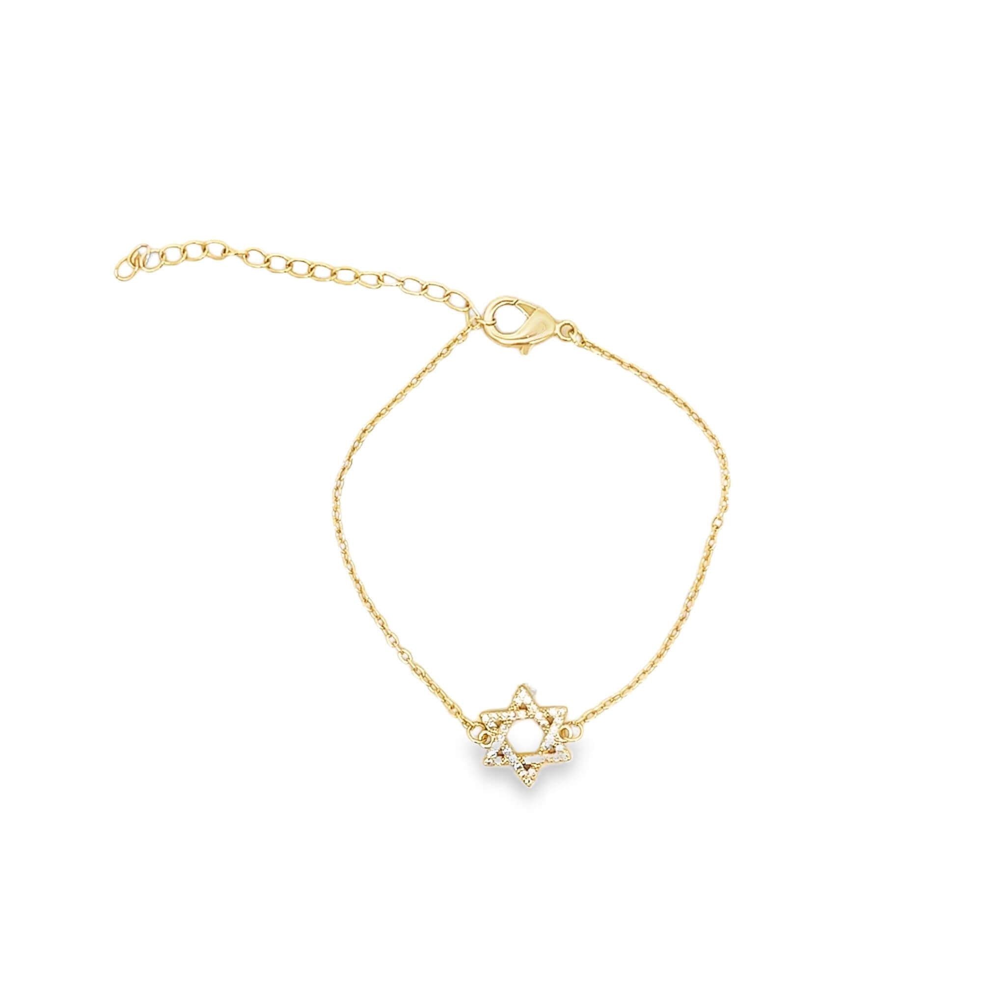 CZ Paved Star of David Rolo Chain Bracelet (H270/I407A)