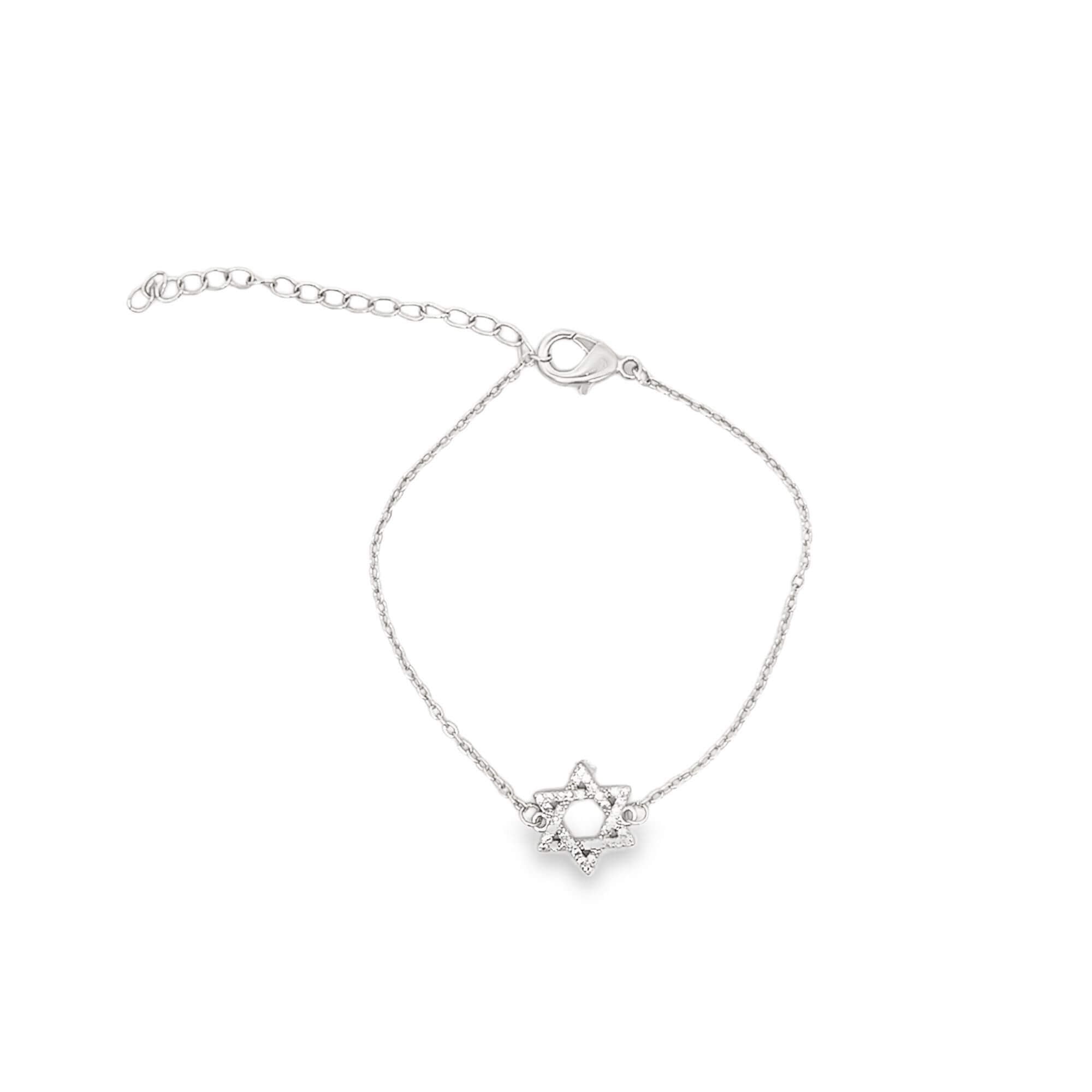 CZ Paved Star of David Rolo Chain Bracelet (H270/I407A)