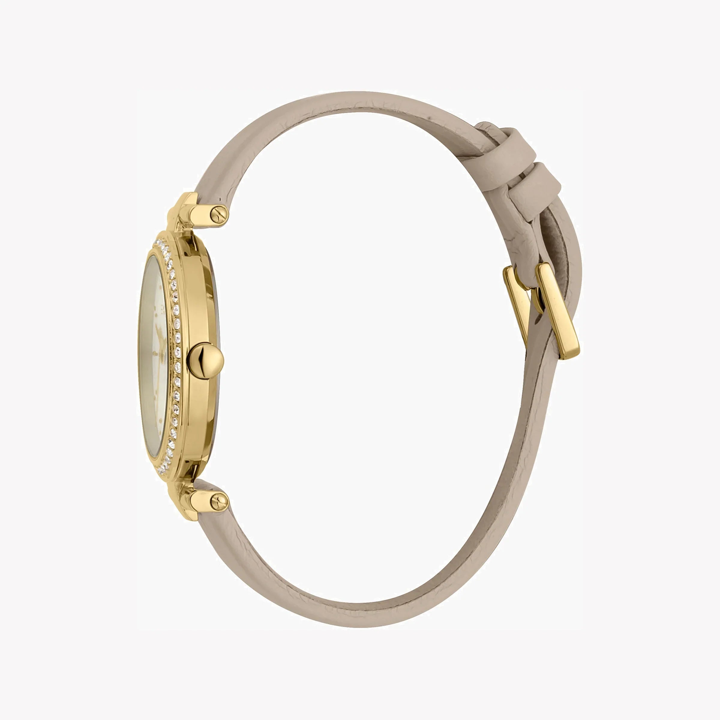 Esprit Women's Beige Leather Watch, Silver Dial | Es1l139m0075