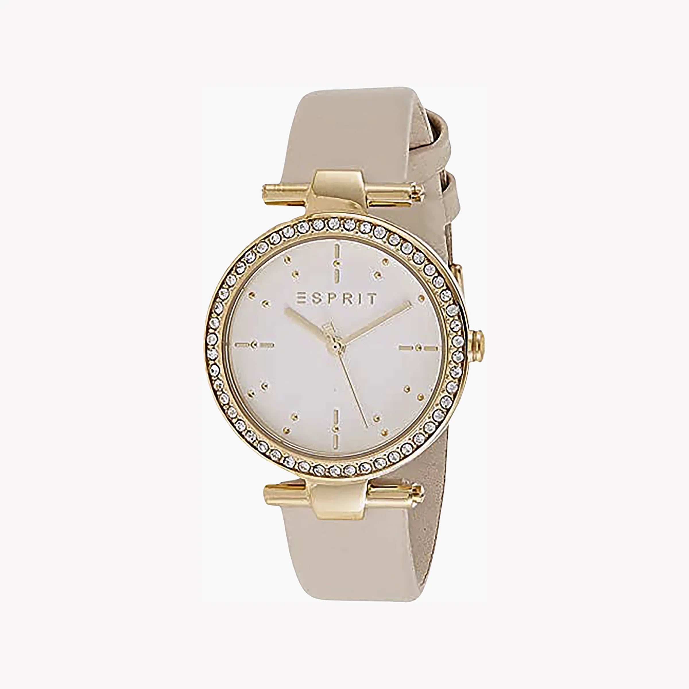 Esprit Women's Beige Leather Watch, Silver Dial | Es1l139m0075