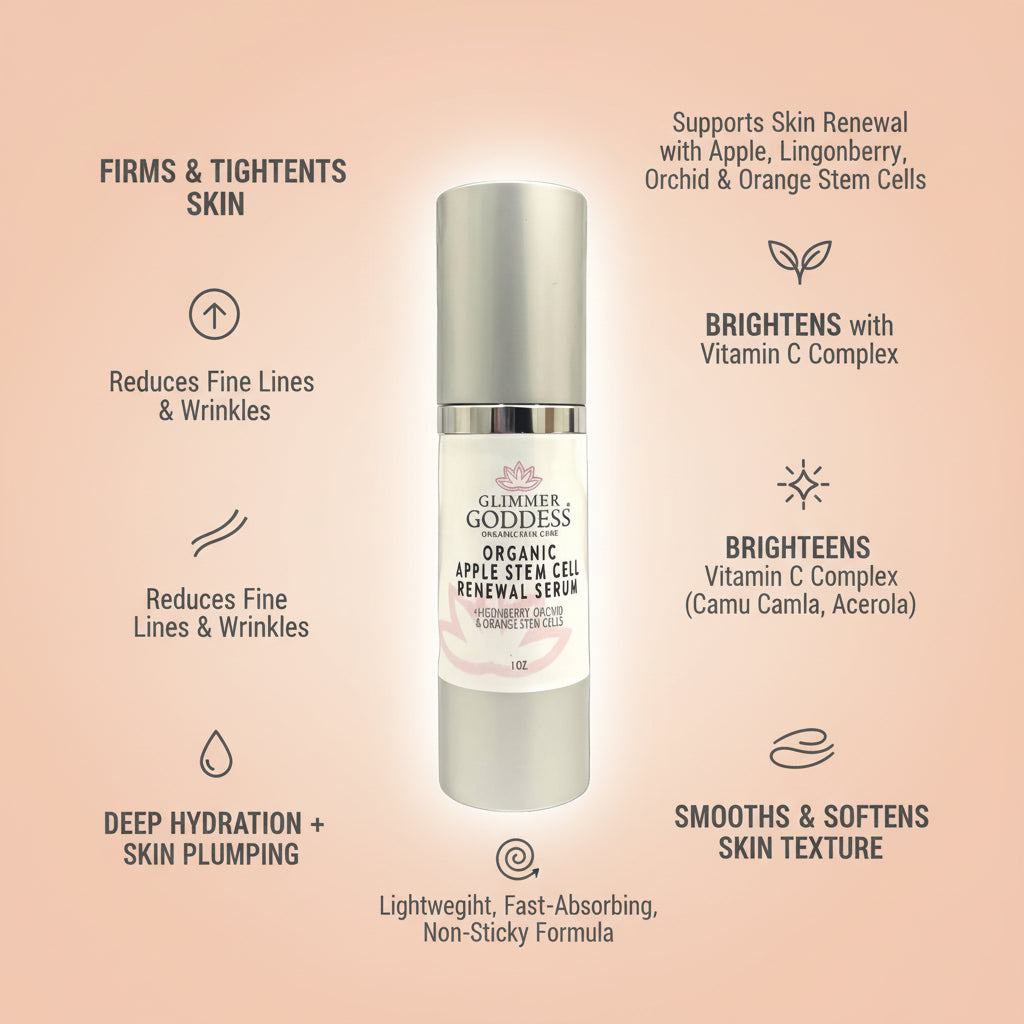 Organic Apple Stem Cell Serum for Anti-Aging | Lingonberry, Orchid & Orange Stem Cells for Hydration & Wrinkle Defense