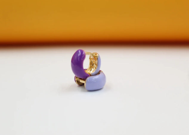 18K Gold Filled Enamel Small Huggie Earrings (K116A)