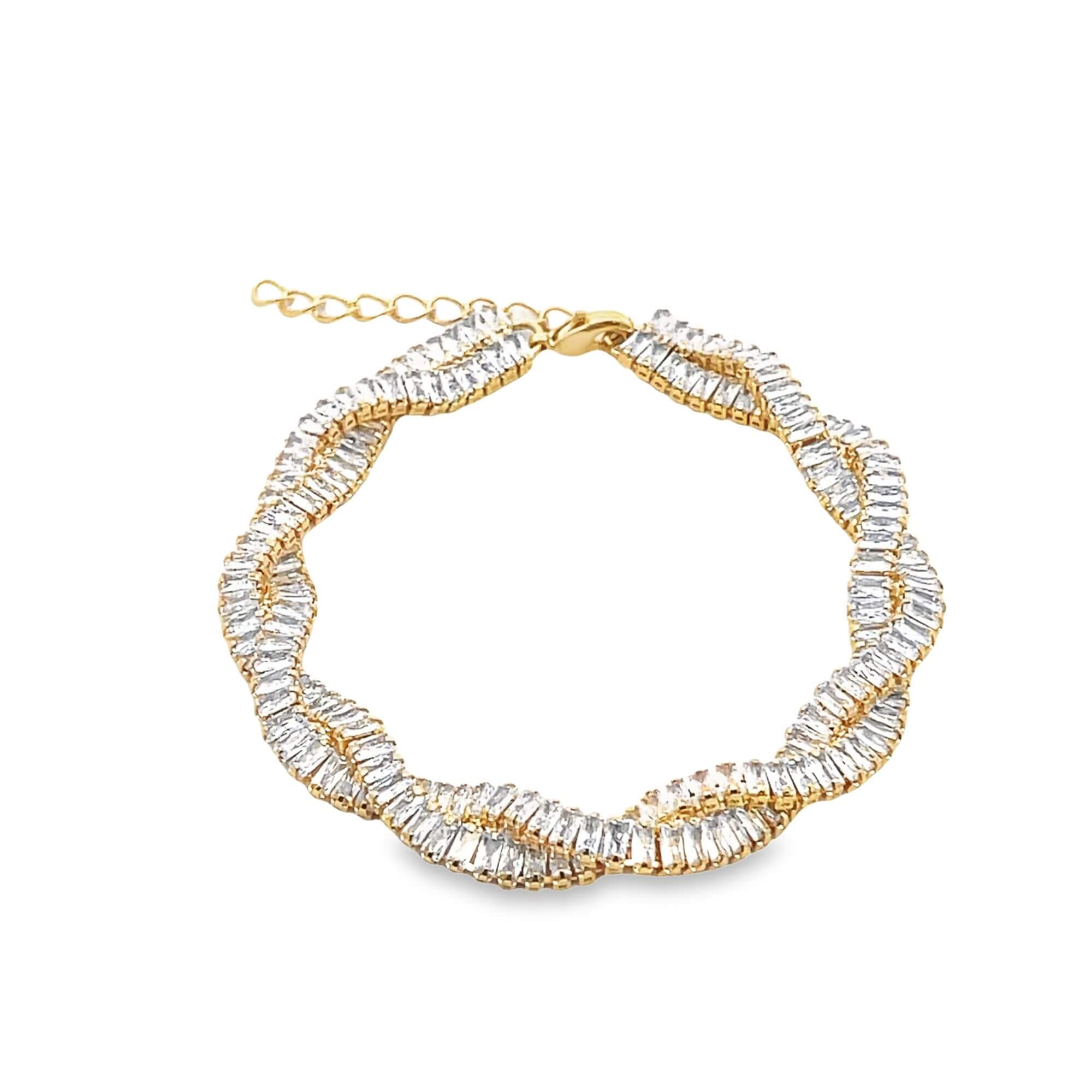 Twisted CZ Baguette Bracelet (I599)(H253)