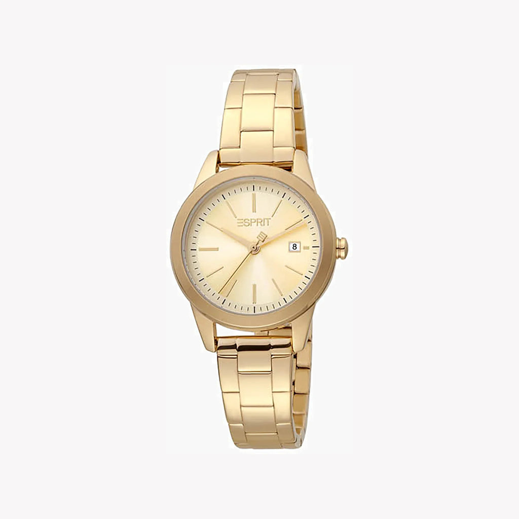 Esprit Women's Gold Stainless Steel Watch, Champagne Dial | Es1l140m0015