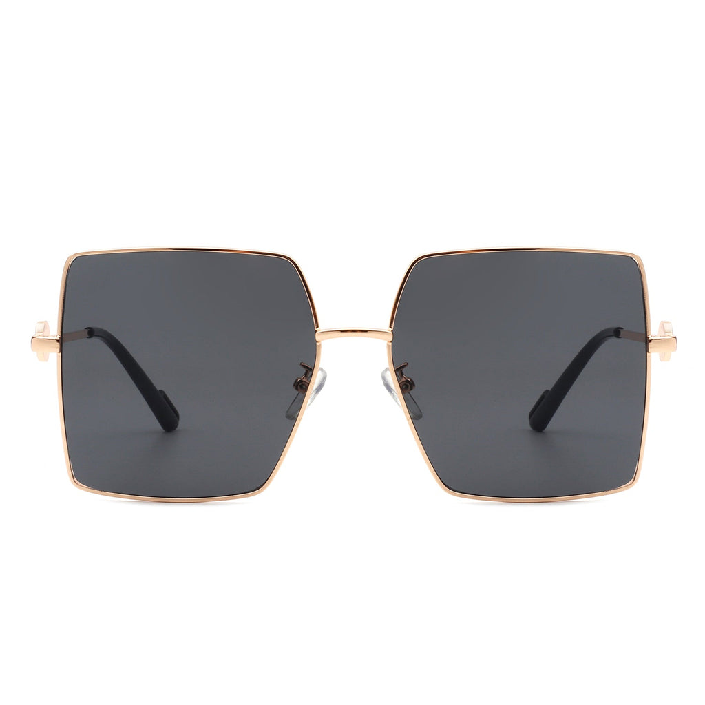 Benazia - Square Oversize Flat Top Large Tinted Women Fashion Sunglasses