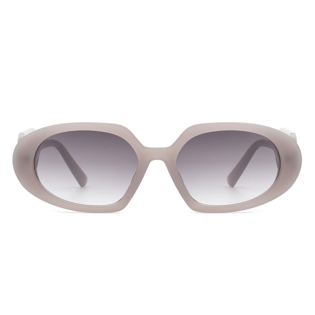 Glittera - Rectangle Retro Oval Chic Round Lens Leaf Design Fashion Sunglasses