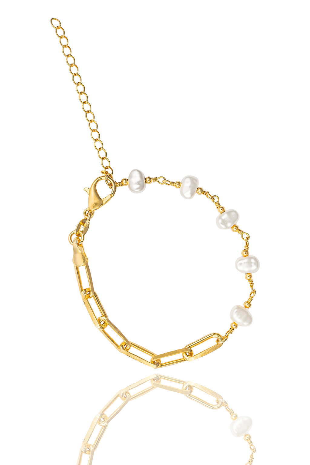 Pearl Paperclip Chain Bracelet (H152)(I506)
