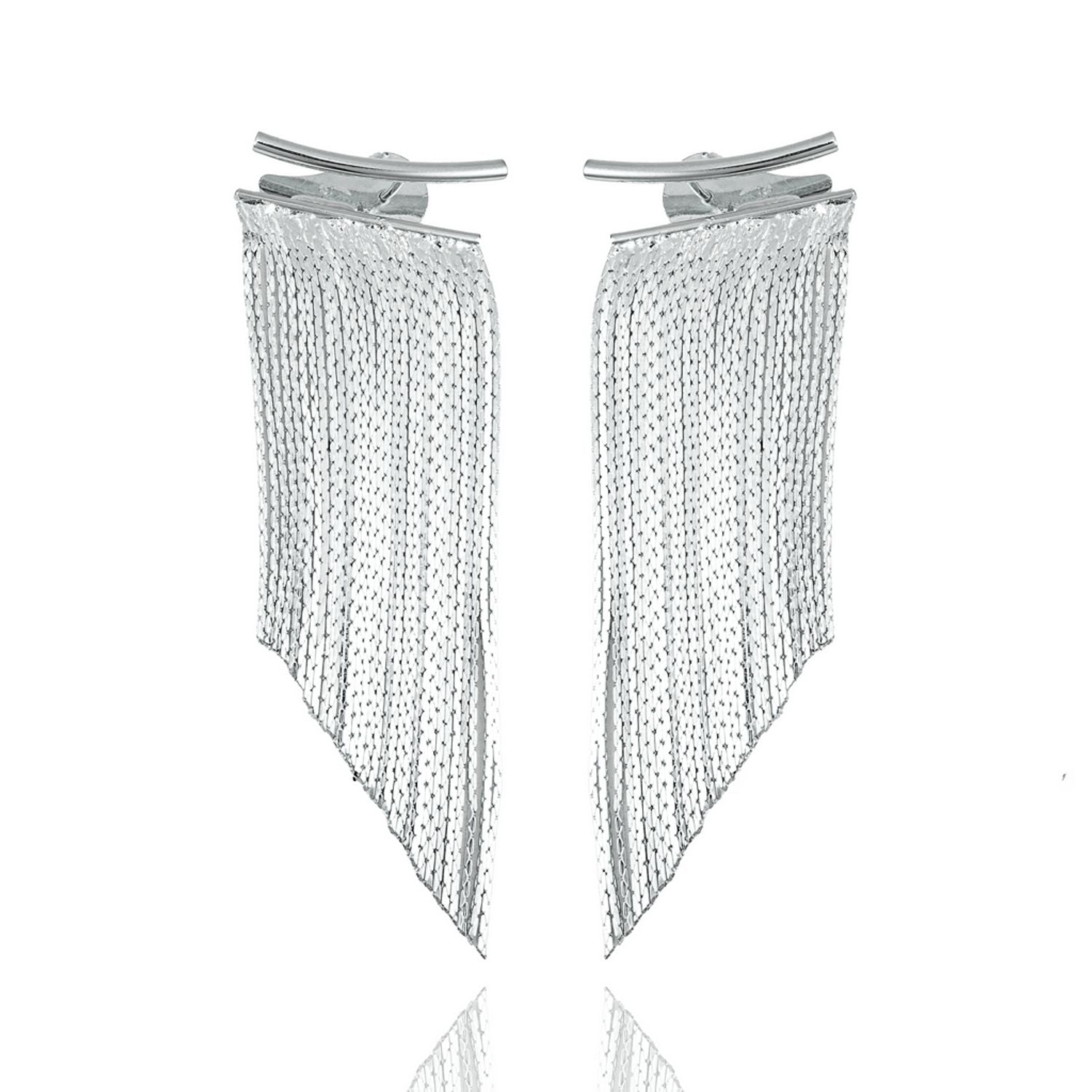 Long Tassel Fringe Chandelier Earrings Stud Earrings (K278)-2