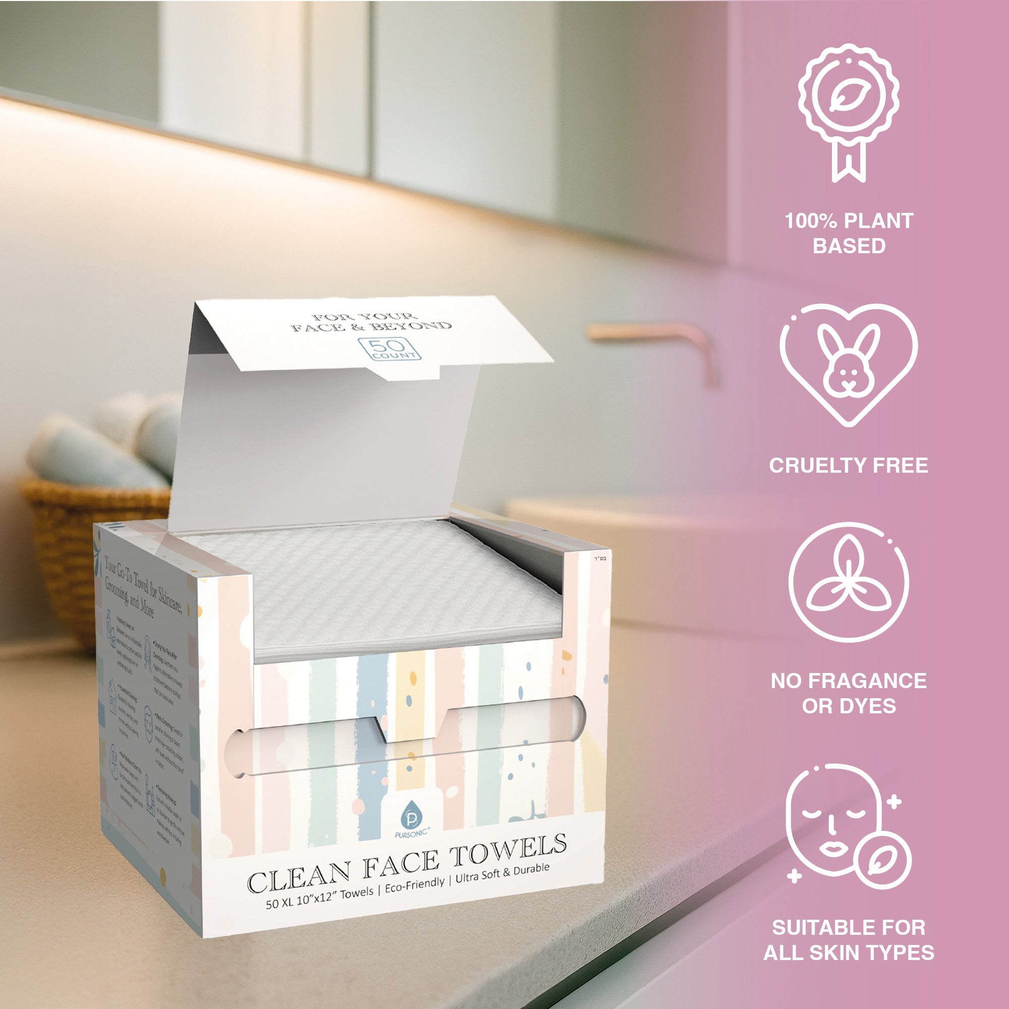 Pursonic Fresh & Clean Skincare Bundle: Clean Facial Towels + Makeup Removal Wipes-1