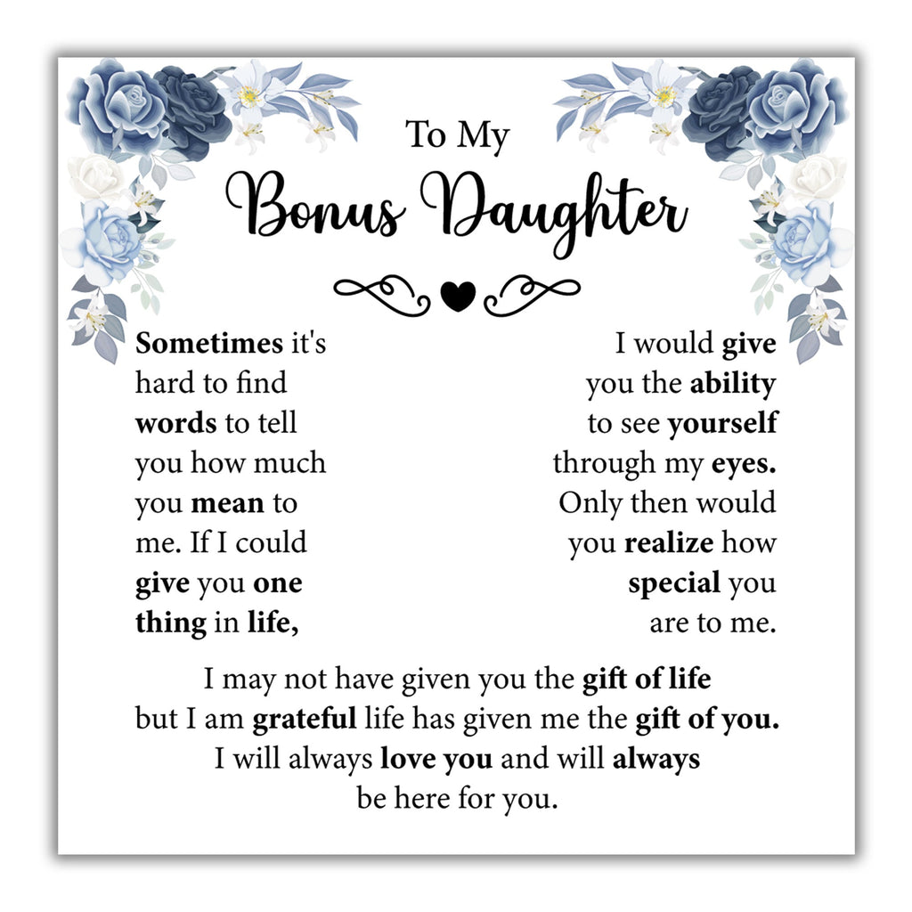 TRYNDI™ To My Beautiful Bonus Daughter Floating Heart Necklace With Authentic Swarovski Crystals