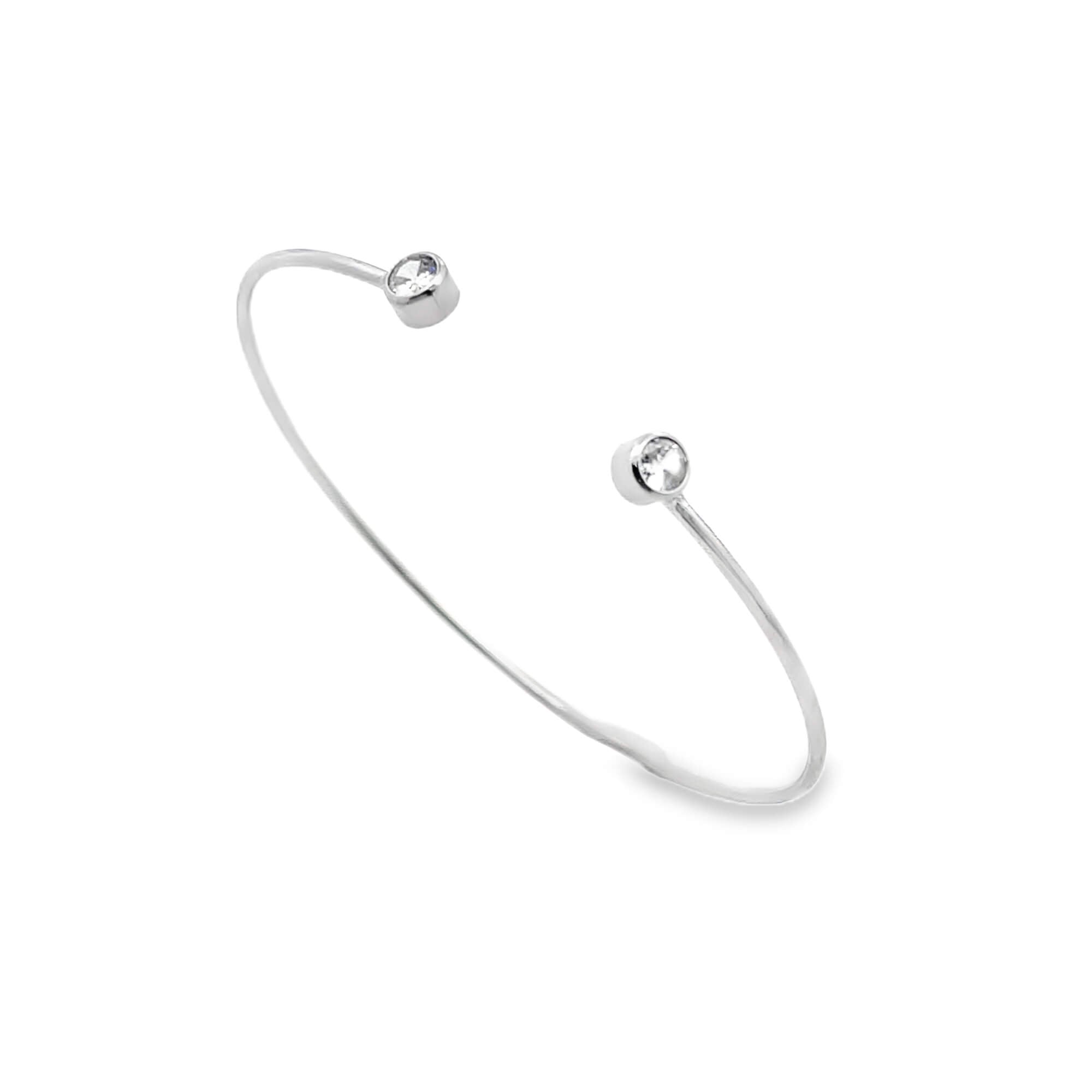 CZ Bezel Stone Open Bangle (B143)