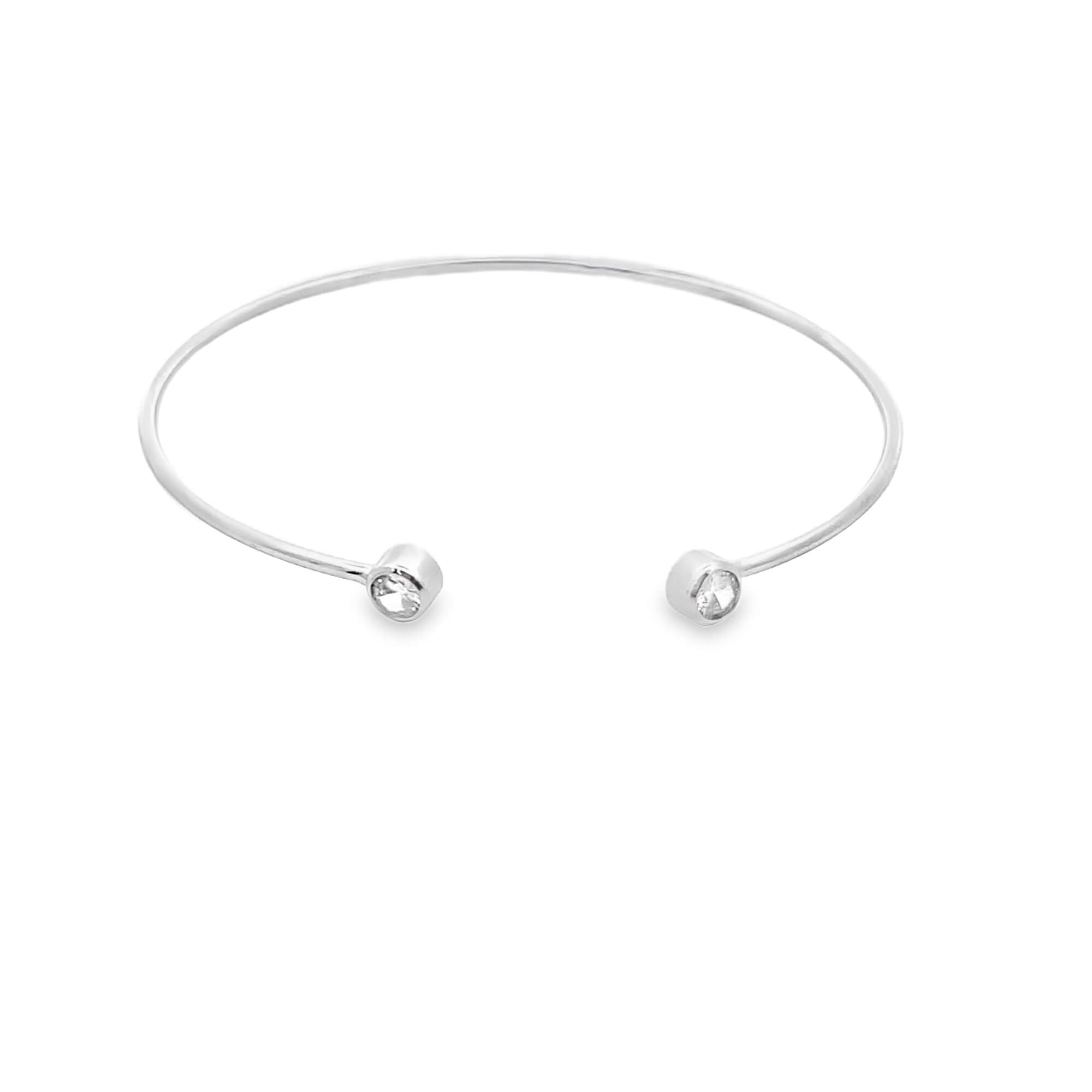 CZ Bezel Stone Open Bangle (B143)
