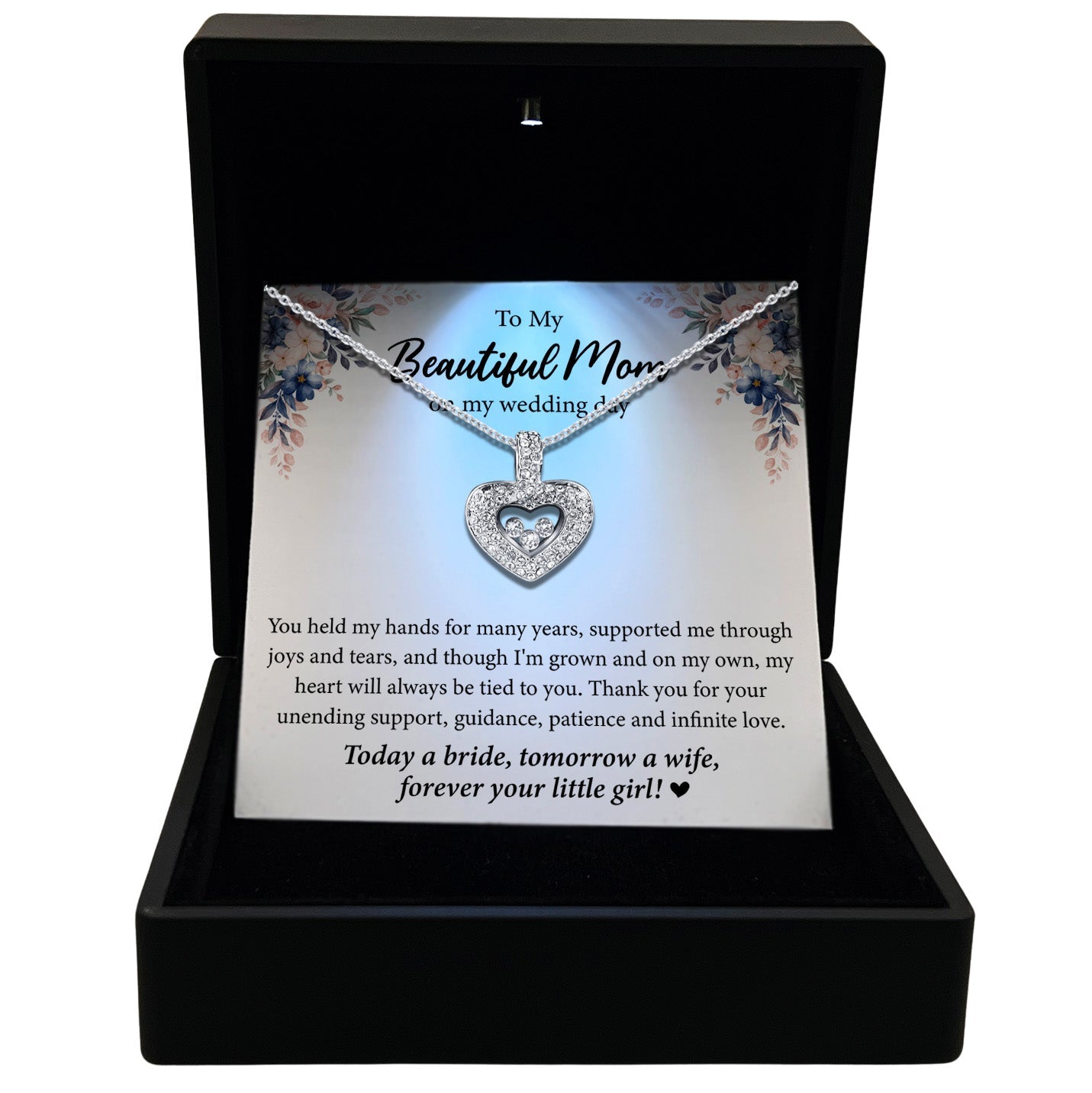 To My Beautiful Mom on My Wedding Day - Tryndi Floating Heart Necklace