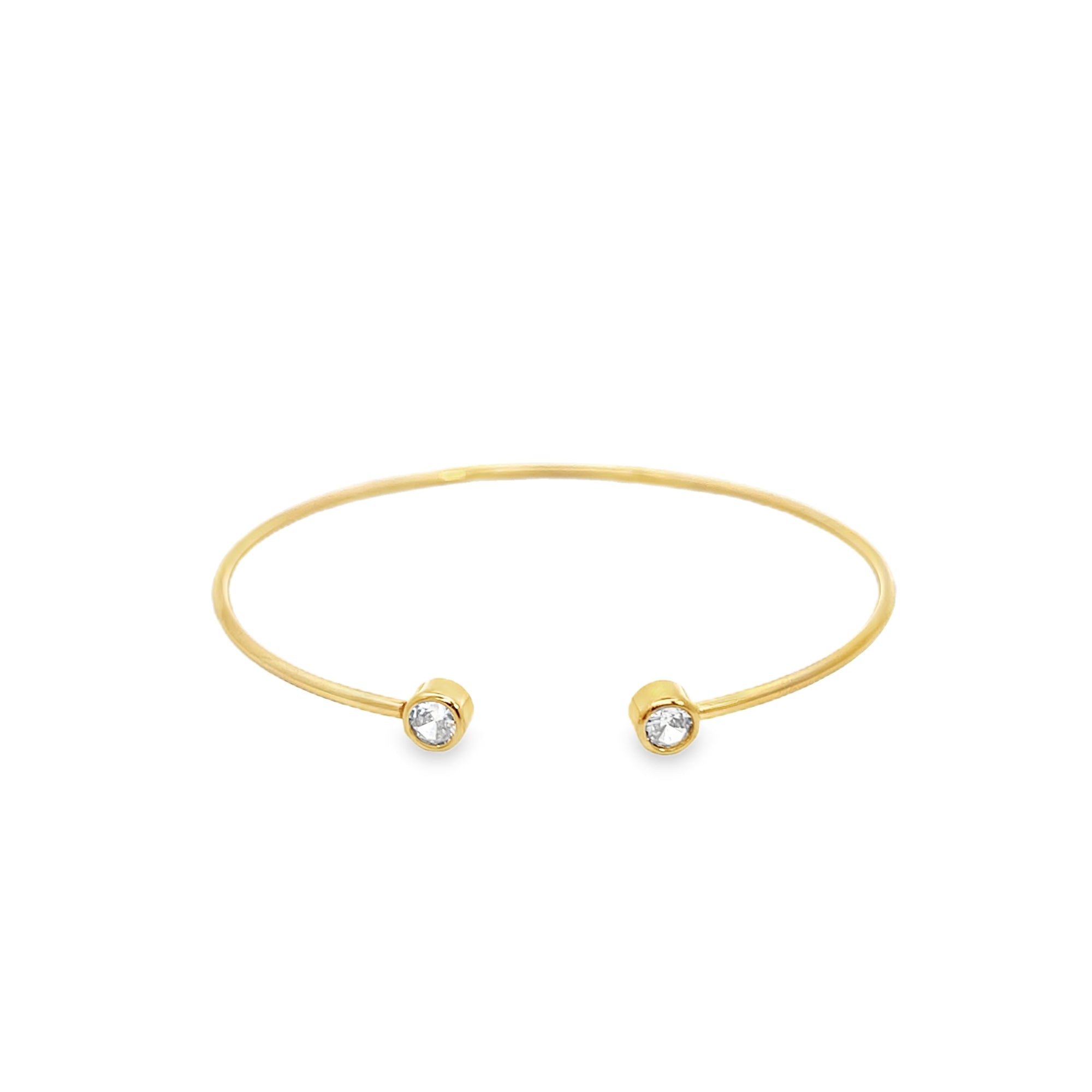 CZ Bezel Stone Open Bangle (B143)