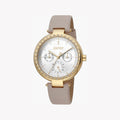 Esprit Women's Beige Leather Watch, Silver Dial | Es1l123m0015