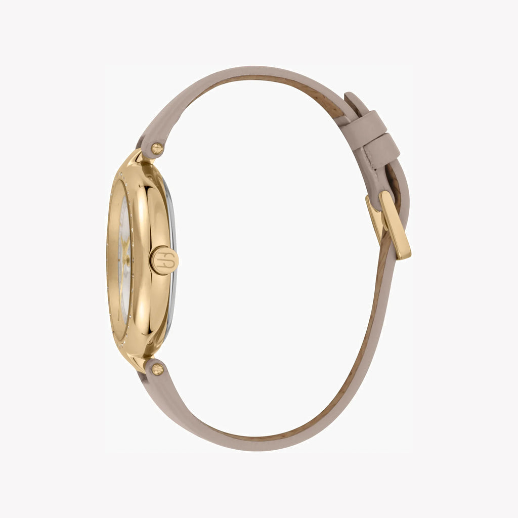 Esprit Women's Beige Leather Watch, Silver Dial | Es1l123m0015