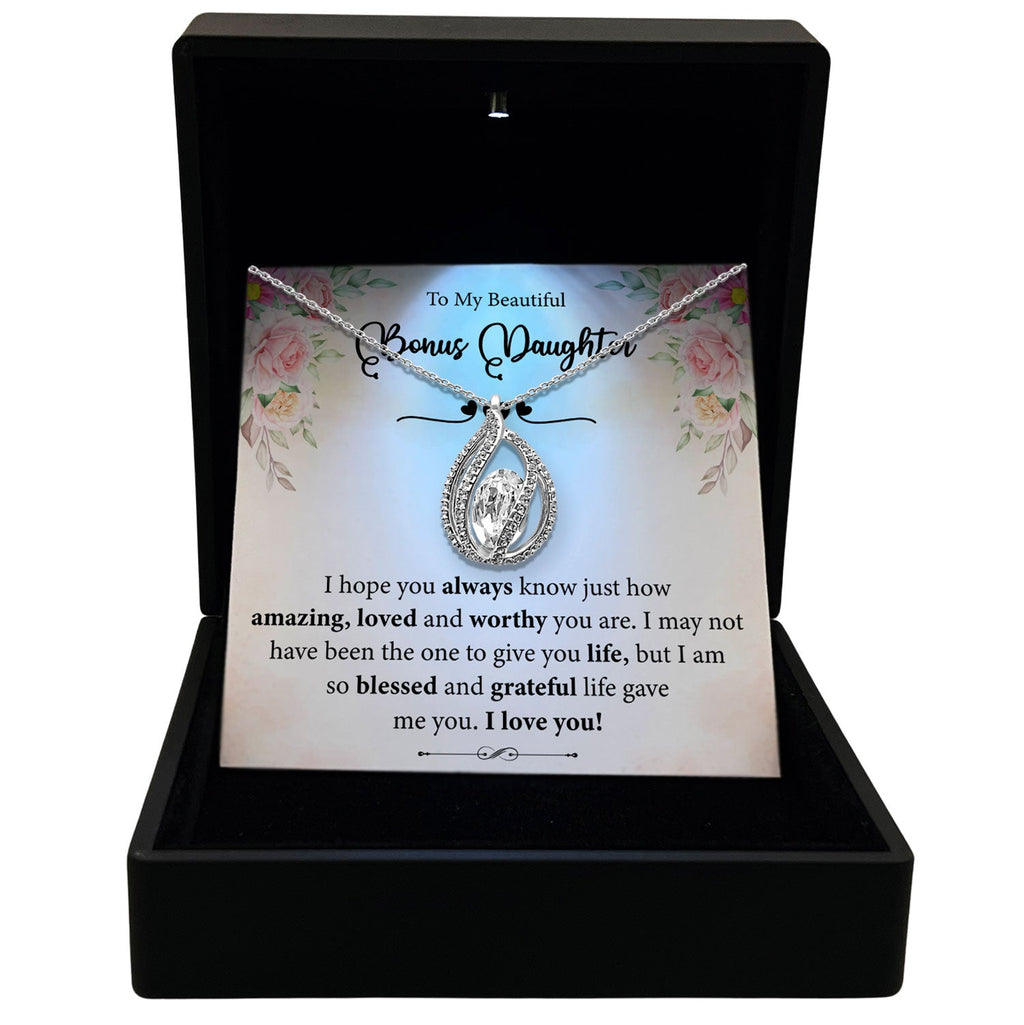 To My Beautiful Bonus Daughter - I am So Blessed Life Gave Me You - Orbital Birdcage Necklace