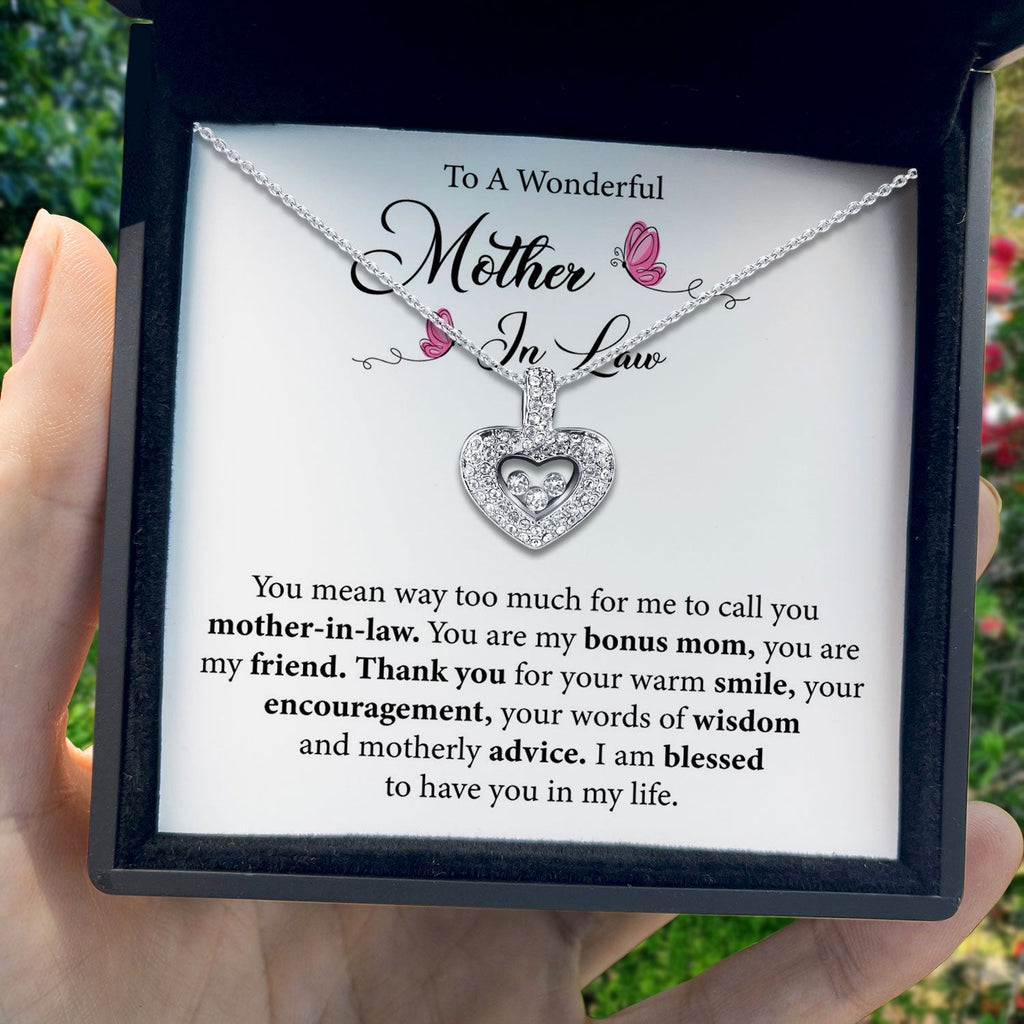 To My Wonderful Mother-in-Law - Thank You For Your Warm Smile - Tryndi Floating Heart Necklace